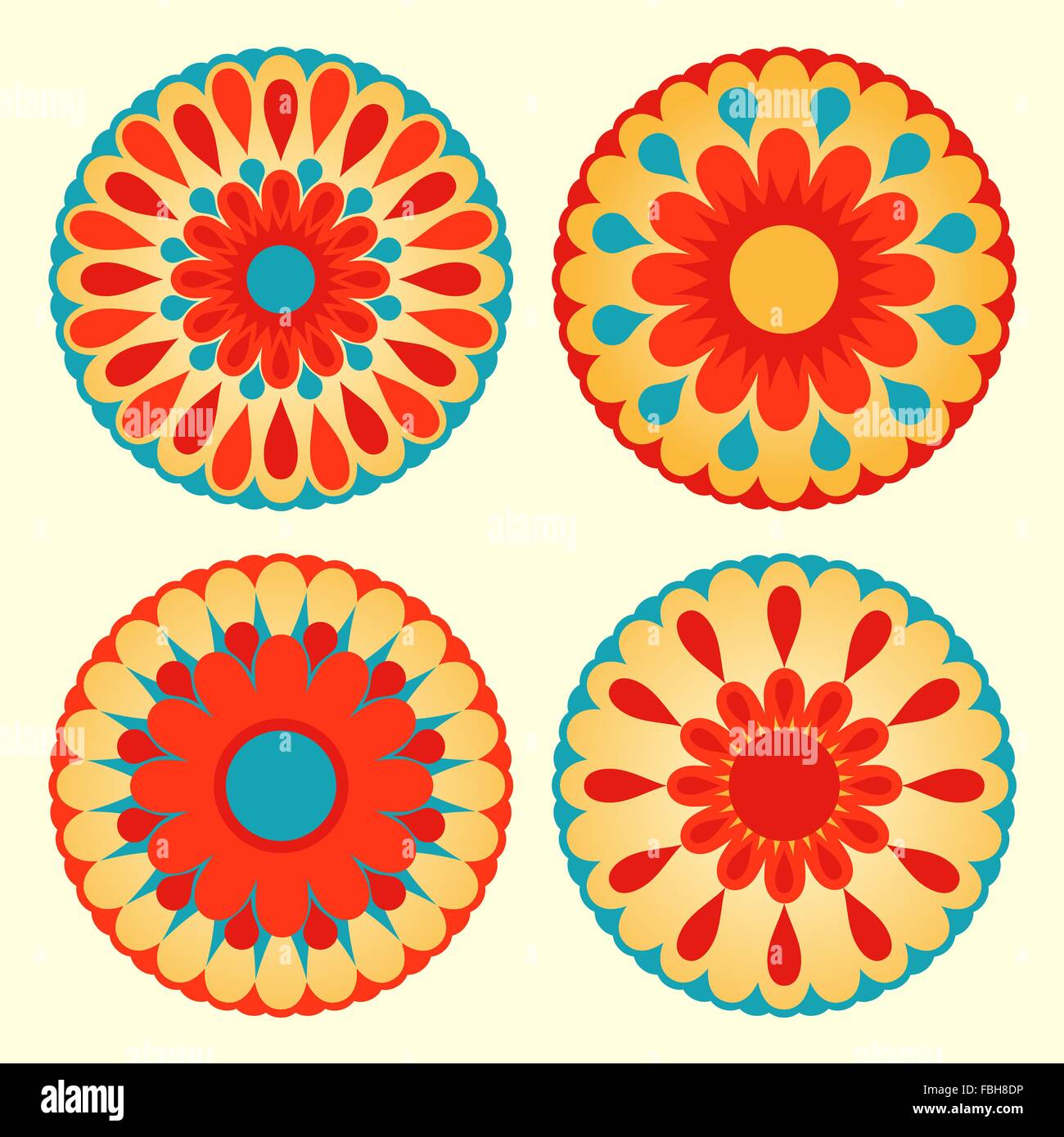 Four colorful floral mandalas Stock Vector Image & Art - Alamy