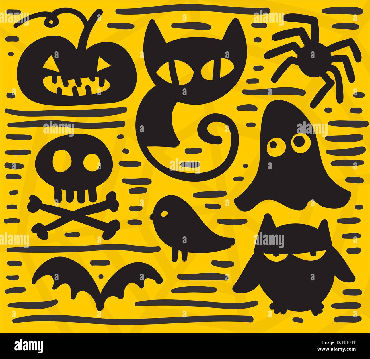 Simple cartoon silhouettes for your Halloween design. Stock Vector