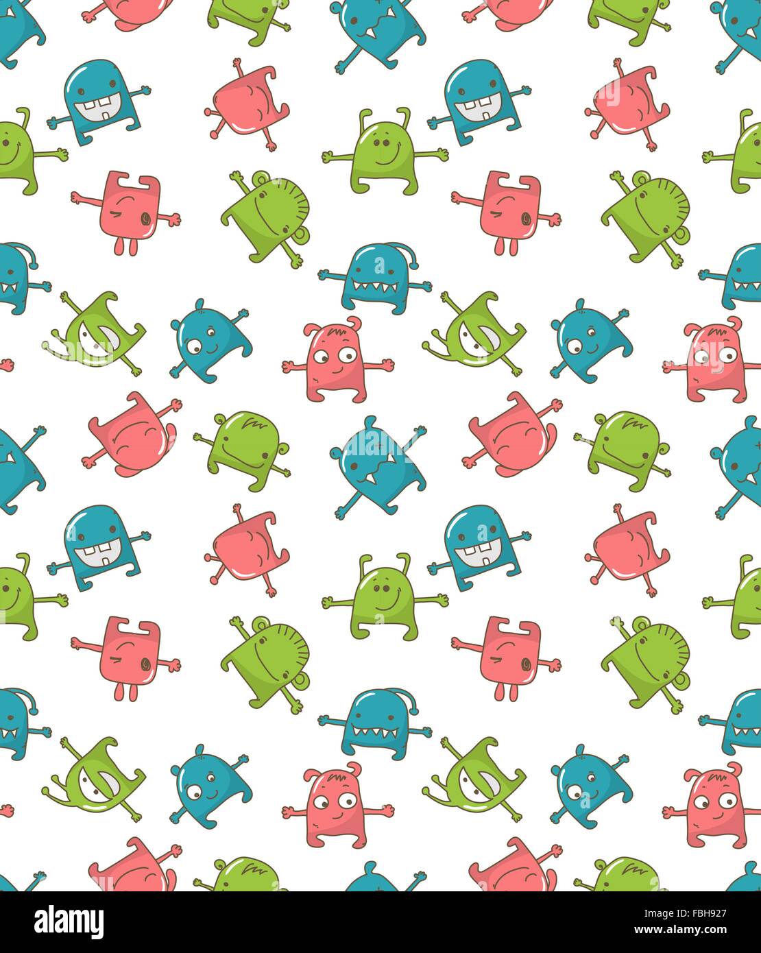 Seamless pattern with cute monsters Stock Vector Image & Art - Alamy