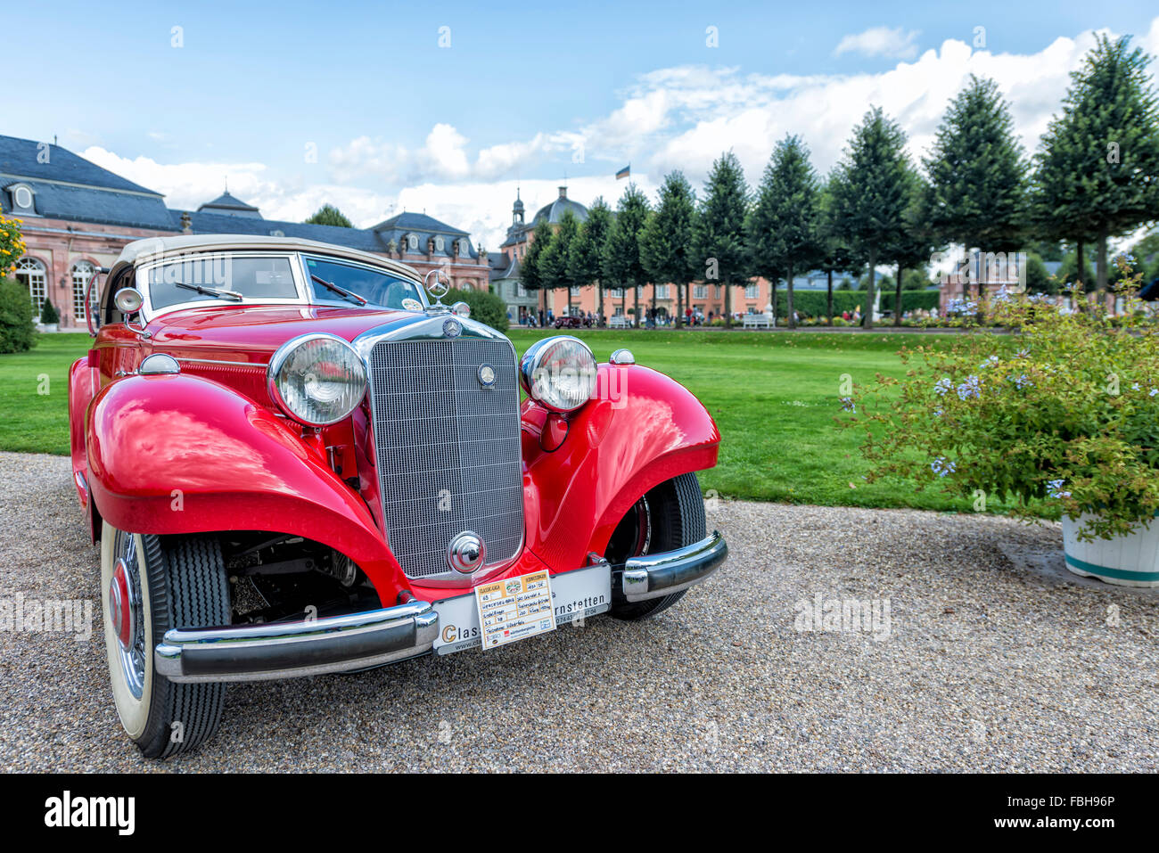 Schwetzingen, Baden-Württemberg, Germany, Mercedes-Benz 300 SL roadster year of manufacture 1957 at the Classic gala, Concours d'Elégance in the baroque castle grounds Stock Photo