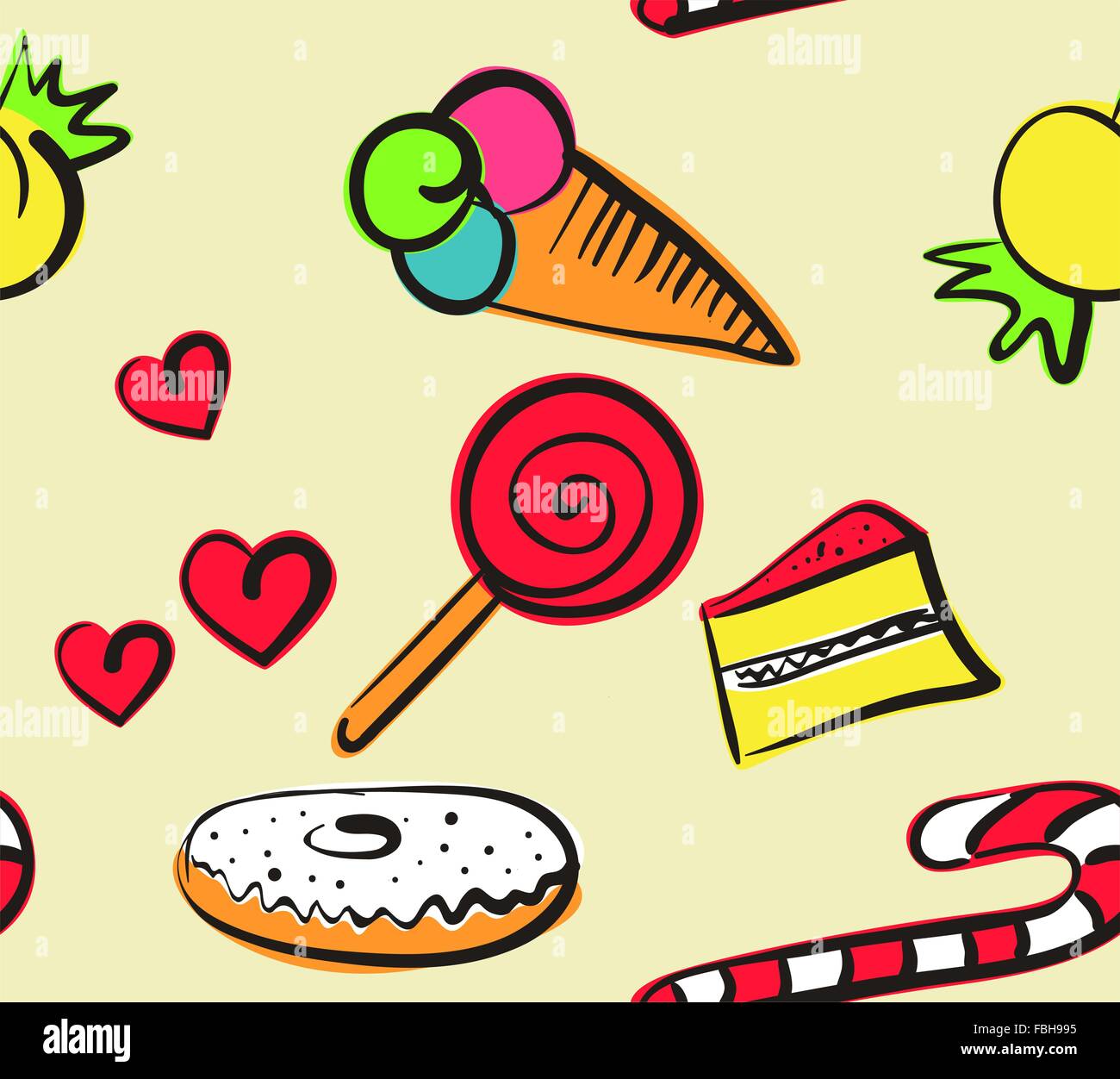 Seamless pattern with doodle sweets Stock Vector Image & Art - Alamy