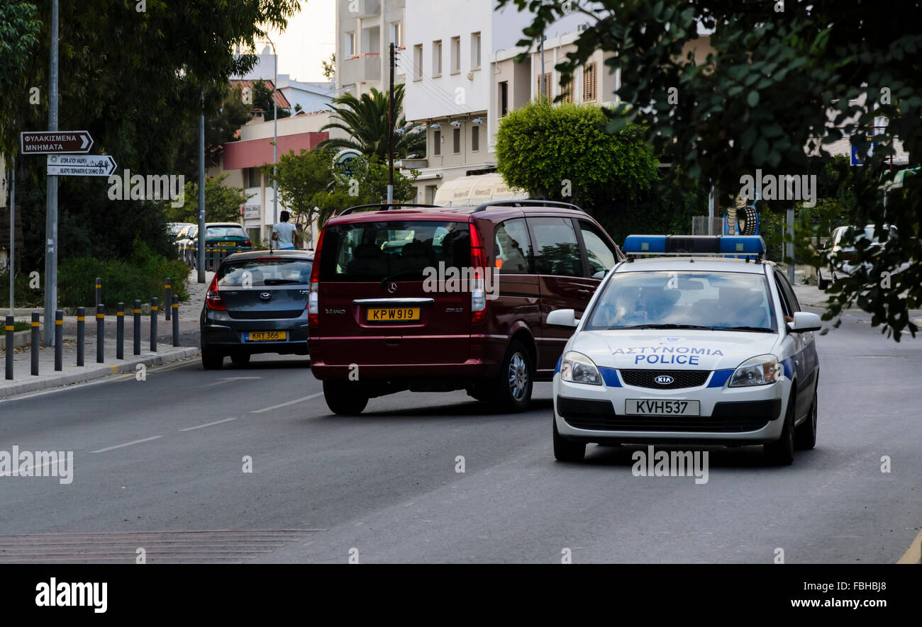 Police car patrolling in Nicosia, Cyprus Stock Photo Alamy