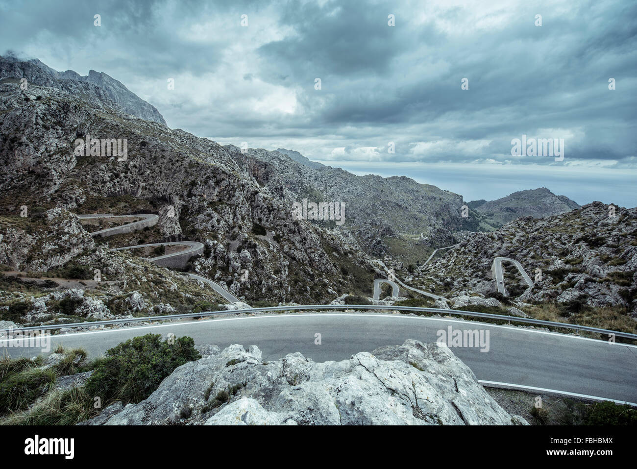 Mountain pass road on Majorca, Sa Calobra Stock Photo