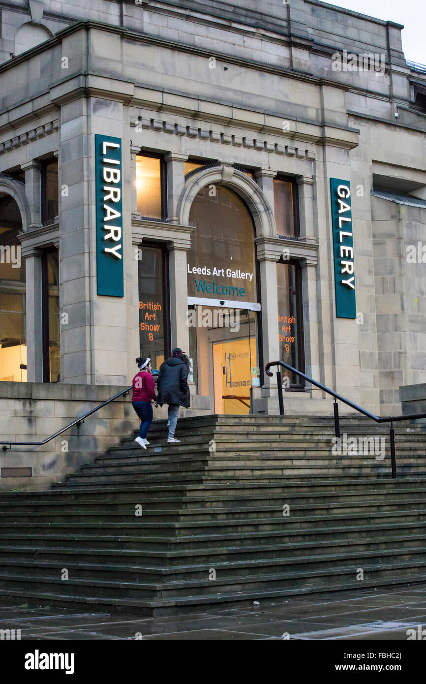 The Entrance to Leeds Art Gallery and Leeds Library Stock Photo Alamy