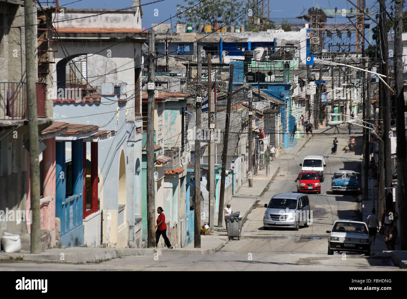 Residential area of Regla, Cuba, next to electricity plant Stock Photo