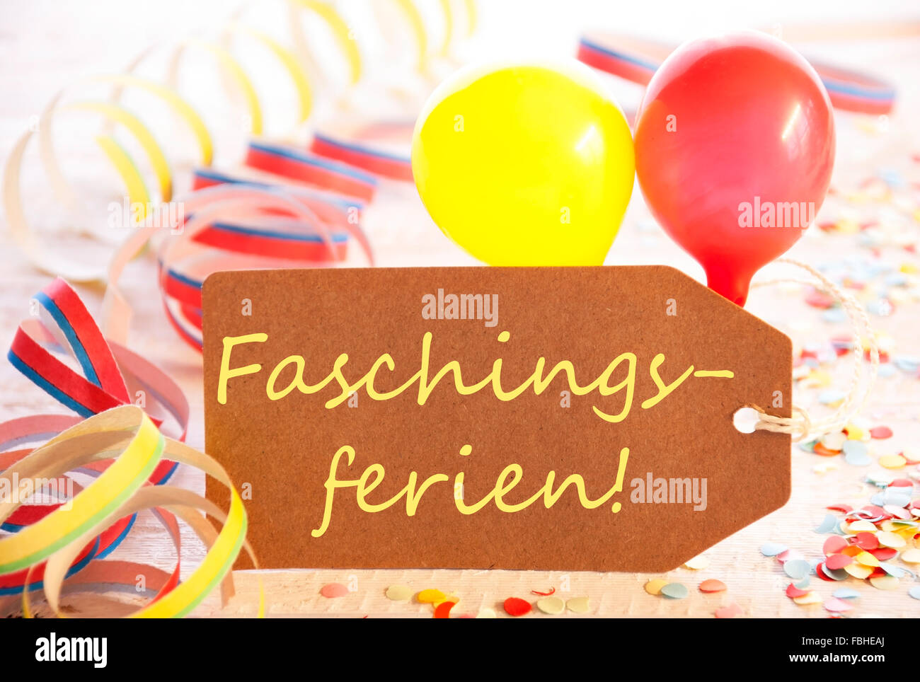Label Streamer Balloon Yellow Text Faschingsferien Means