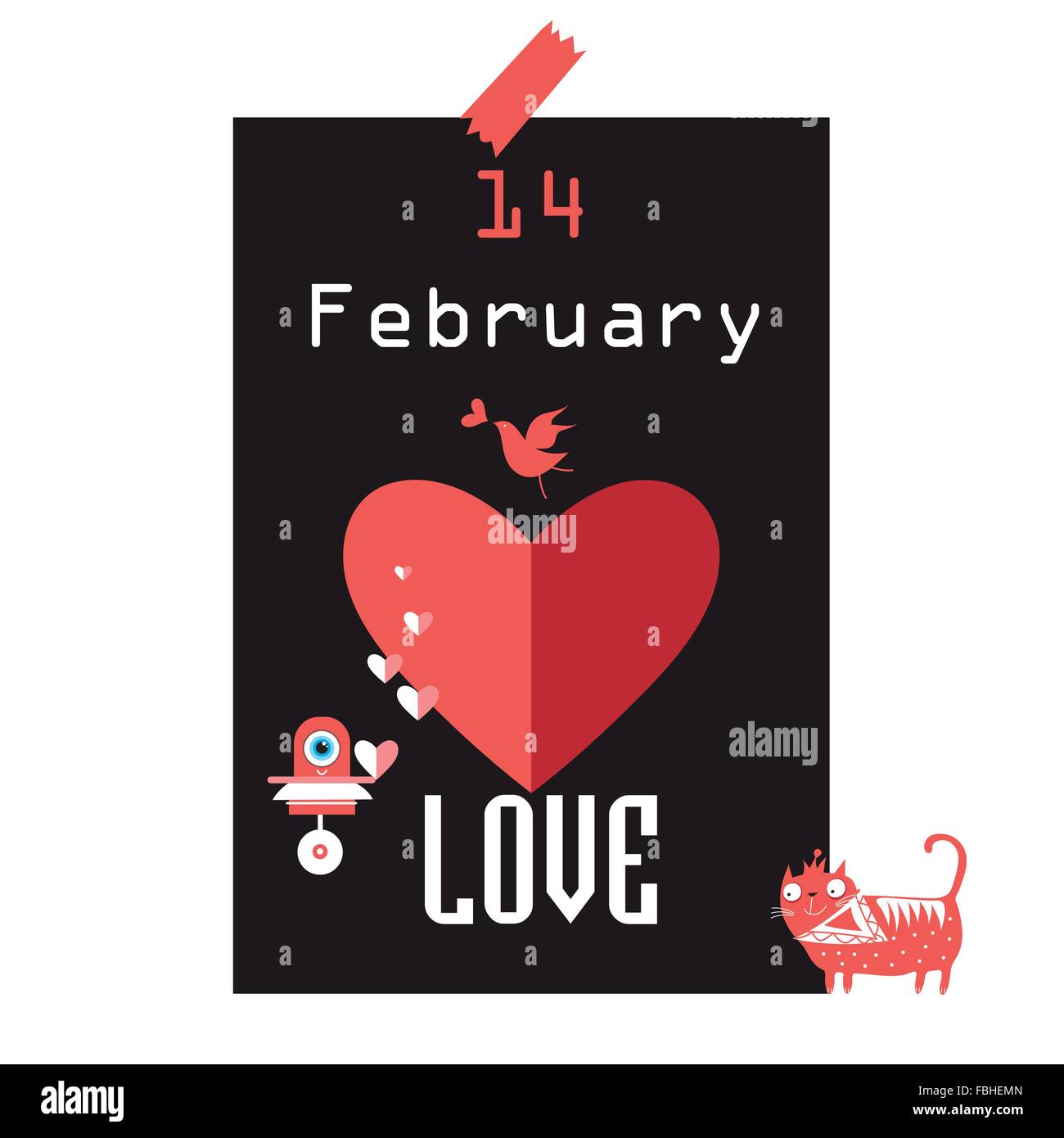 Festive beautiful poster for Valentines Day with different characters Stock Vector