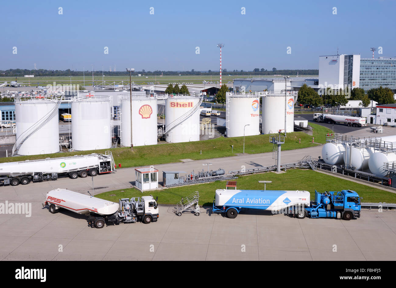Fuel depot at the airport of Düsseldorf, Germany, North Rhine