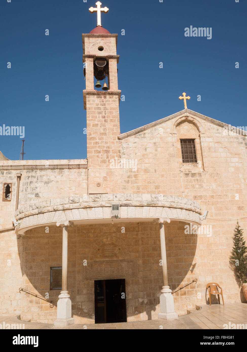 Facade of St Gabriel Church in Nazareth Stock Photo