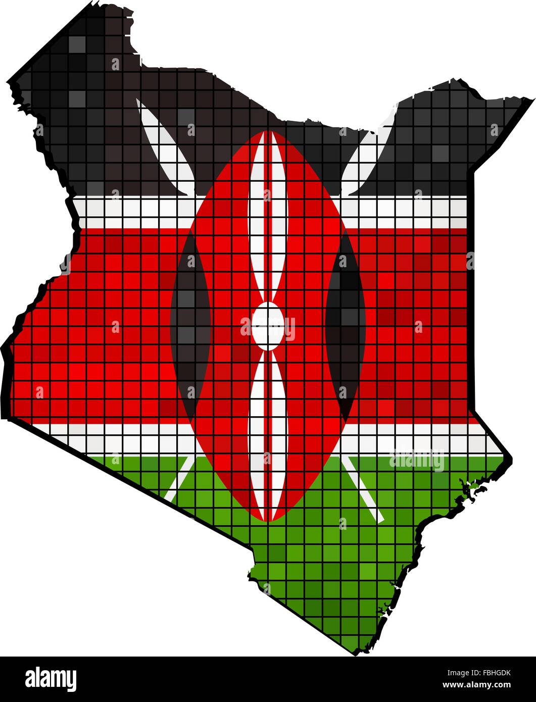 Kenya map with flag inside Stock Vector