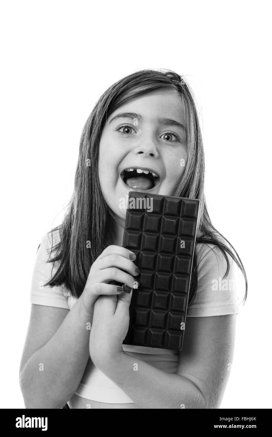 Upper body studio shot of a pretty young girl isolated on white Stock Photo