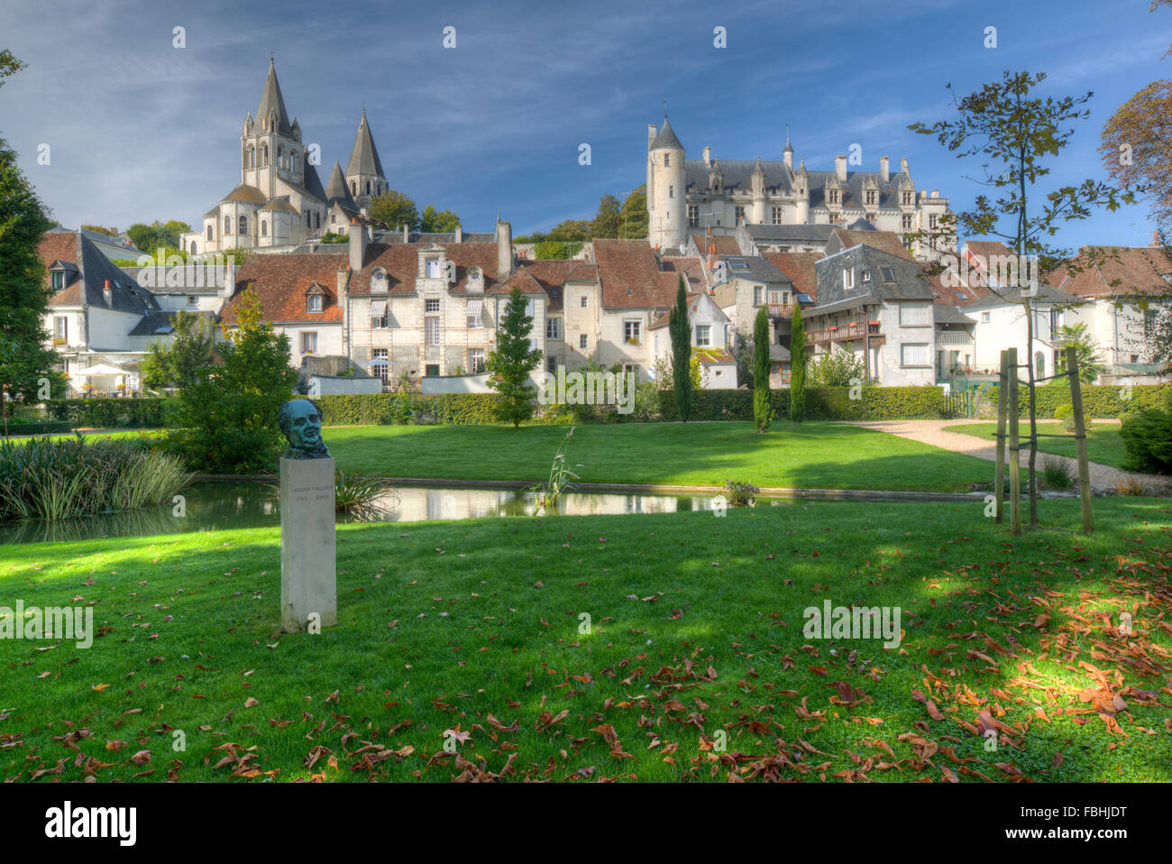 Townscape of Loches and Logis Royal, Ville, town, Département Indre-et-Loire, Centre, France, Europe Stock Photo