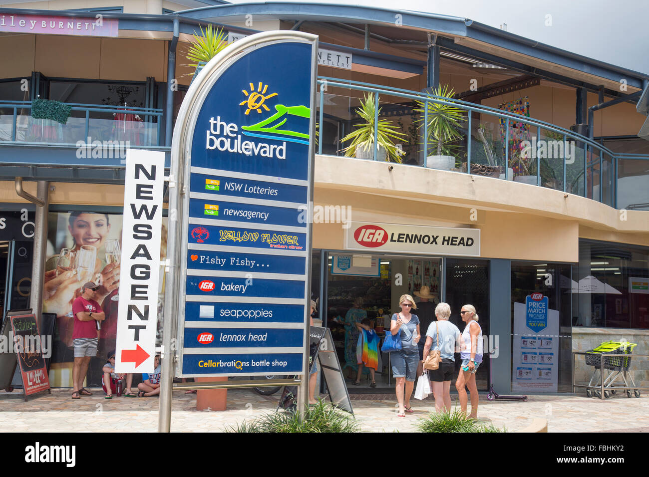 Lennox Head centre, with shops and stores and IGA supermarket, northern new south wales,Australia Stock Photo