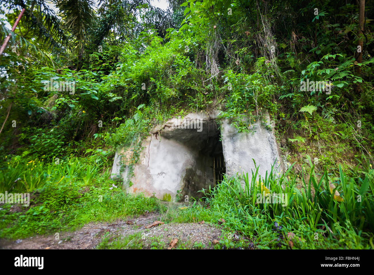 Japanese bunker of World War II near Bukittinggi, West Sumatra, Indonesia. Stock Photo