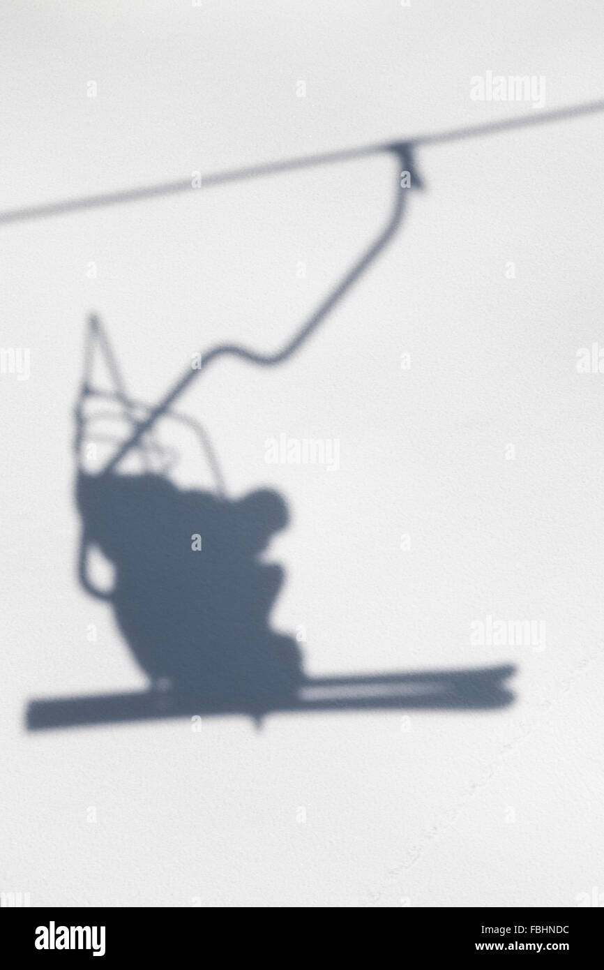 Ski lift, snow, shadow, chair lift, skier, Stock Photo