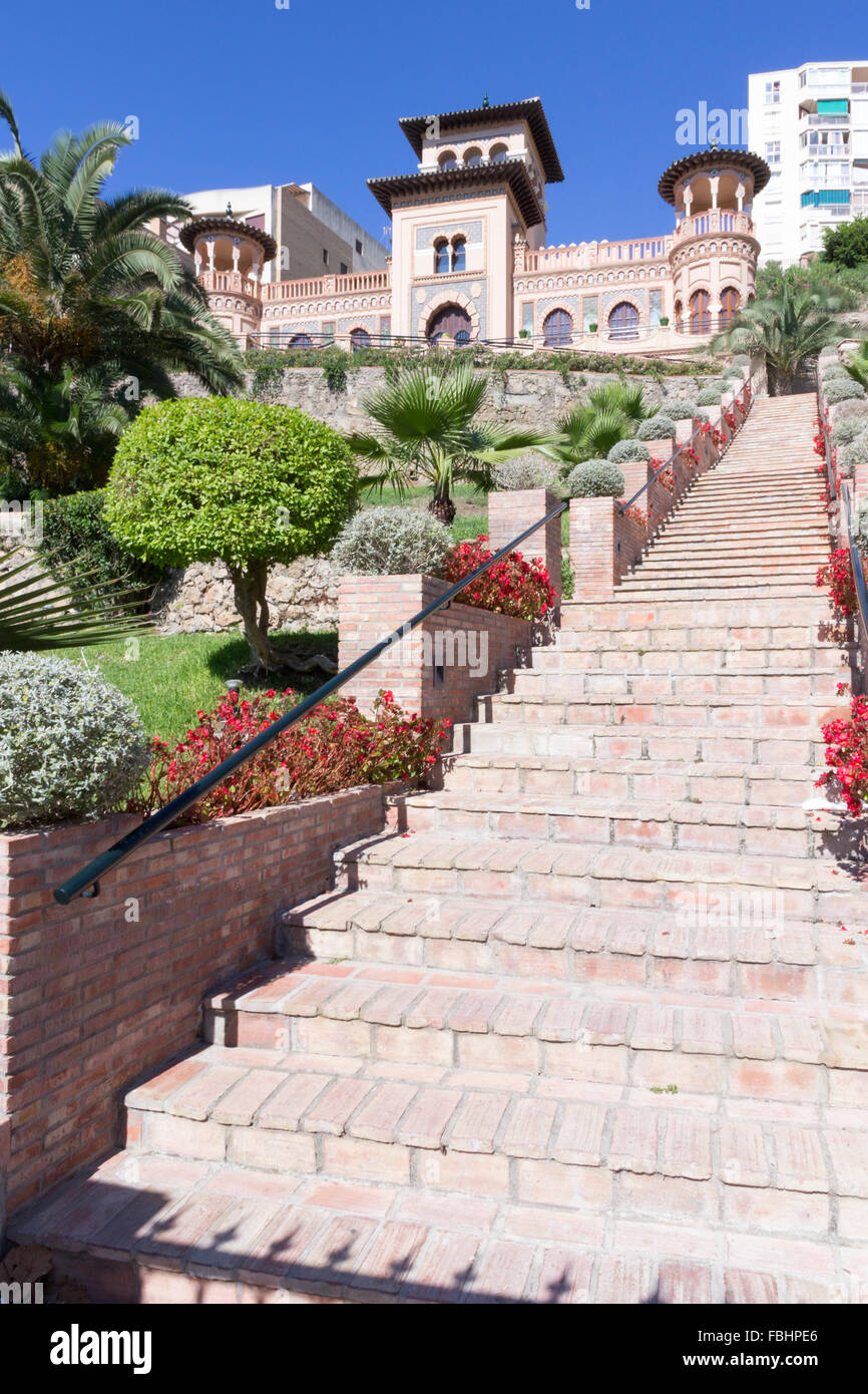 Arroyo de la Miel, Spain-August 24th 2015: Steps to a moorish style villa. This style of architecture began during the Islamisat Stock Photo