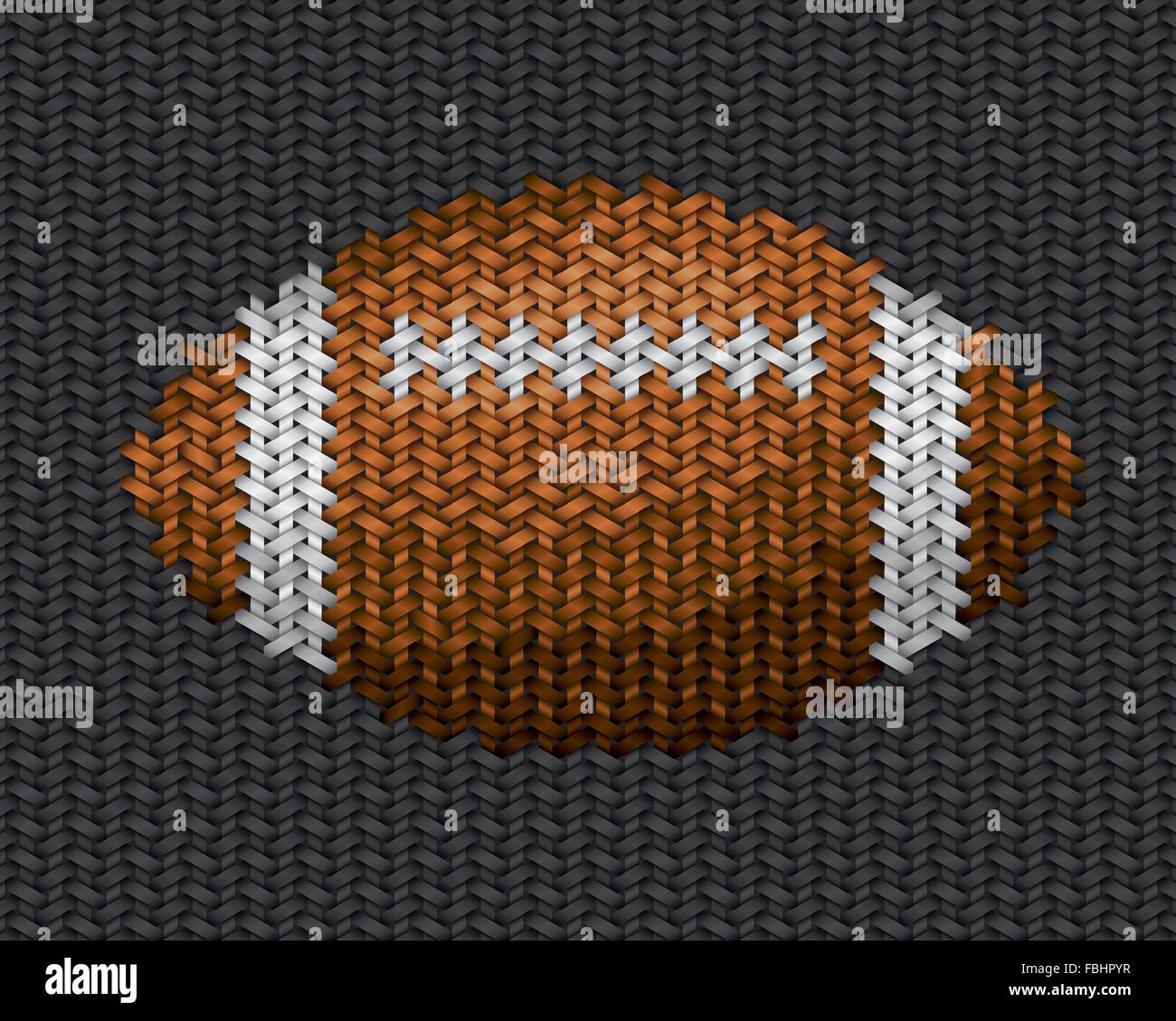 american football ball embroidery handwork on fabric Stock Vector