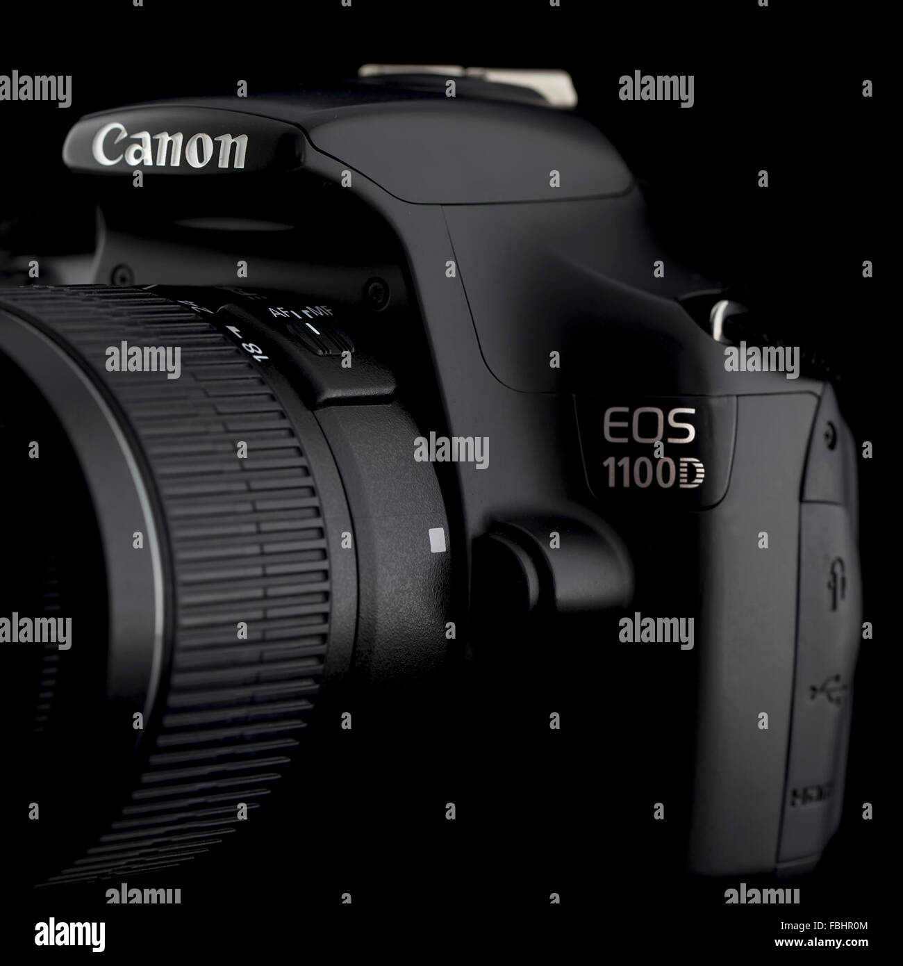 1100 DSLR Camera on a Black Background Stock Photo - Alamy