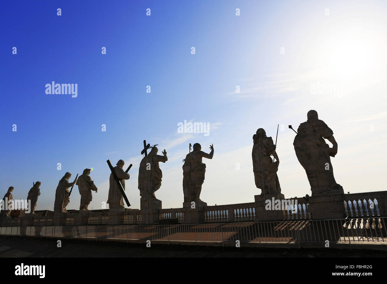 Statues of saints on roof of St Peter's Basilica, Vatican City, Rome