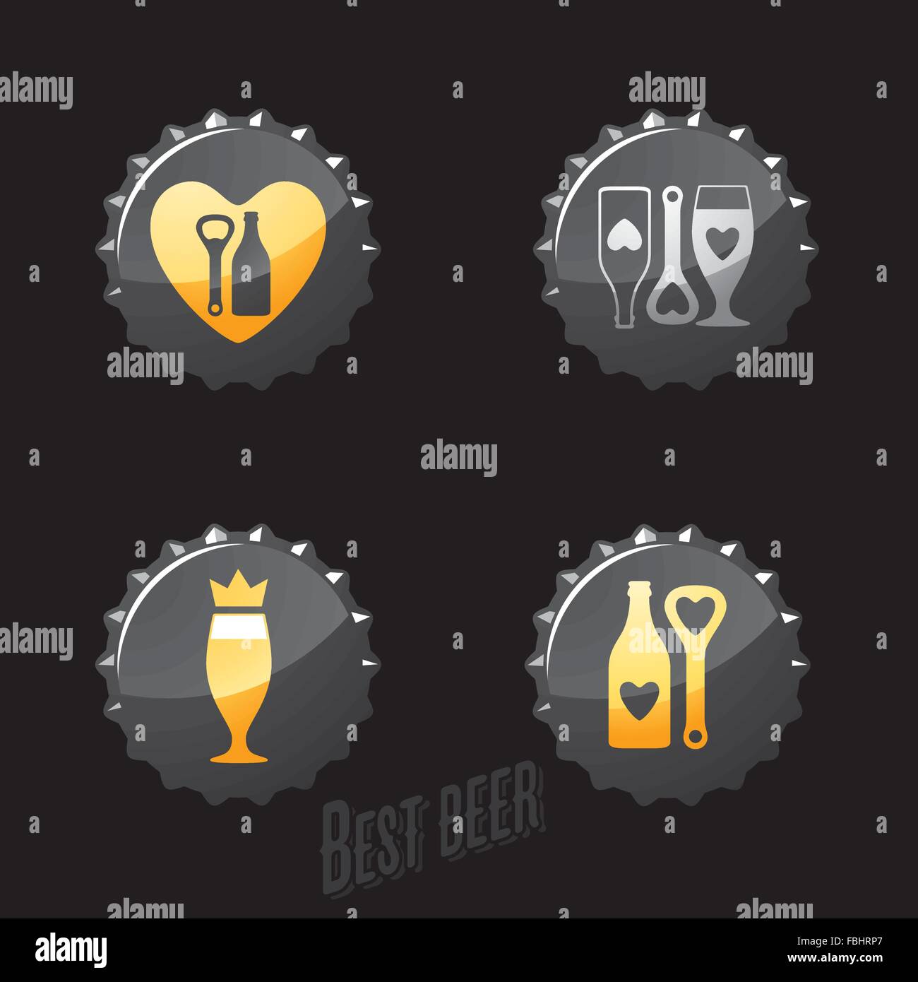 Beer and pub icons, signs, symbols and design elements vector set Stock Vector