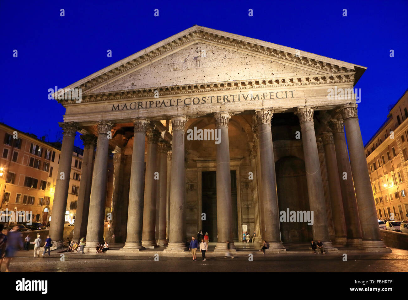 The Pantheon at dusk, Piazza della Rotonda, Rome, Italy. Stock Photo