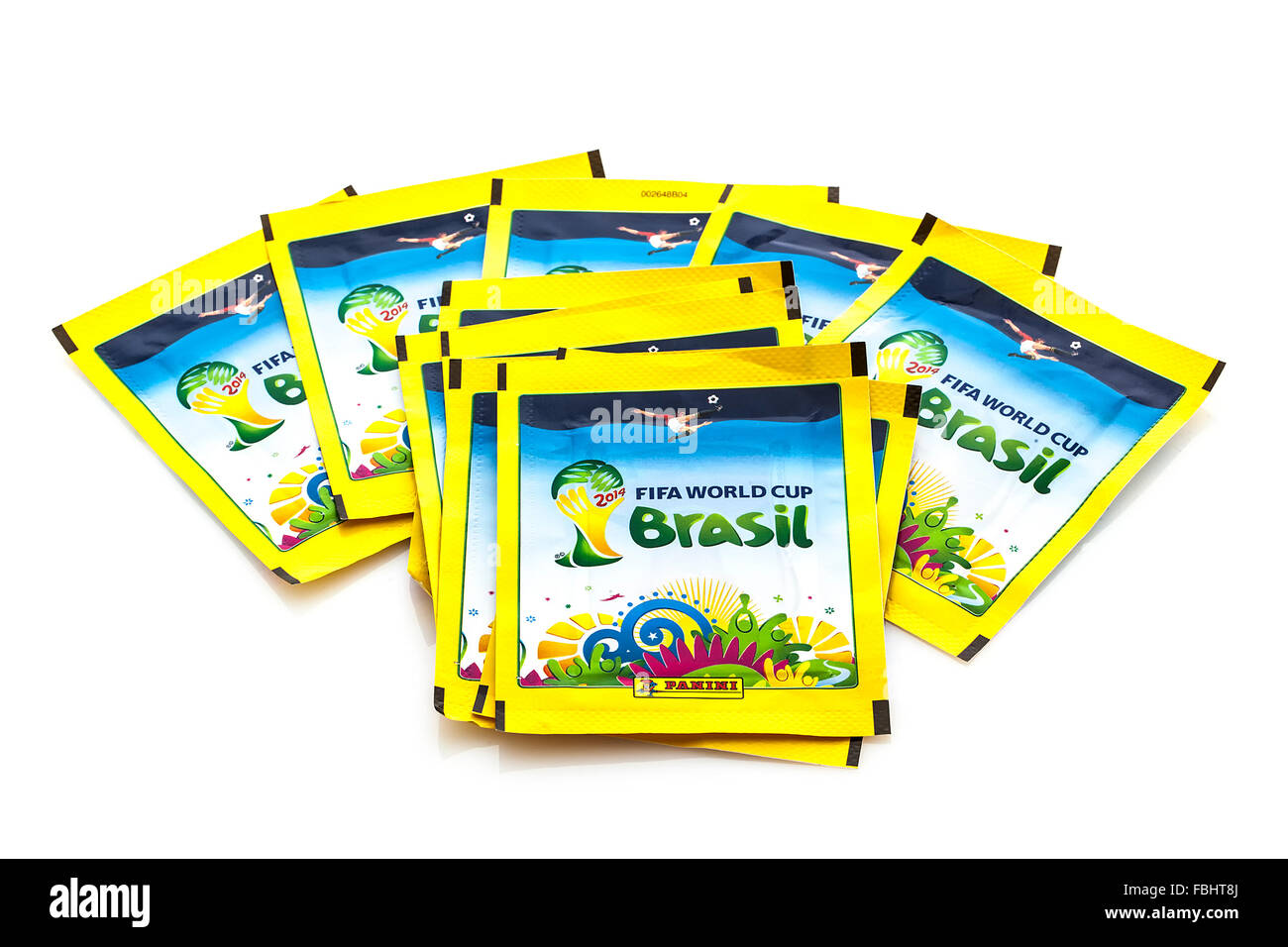 Panini FIFA World Cup 2014 Stickers on a white background Stock Photo