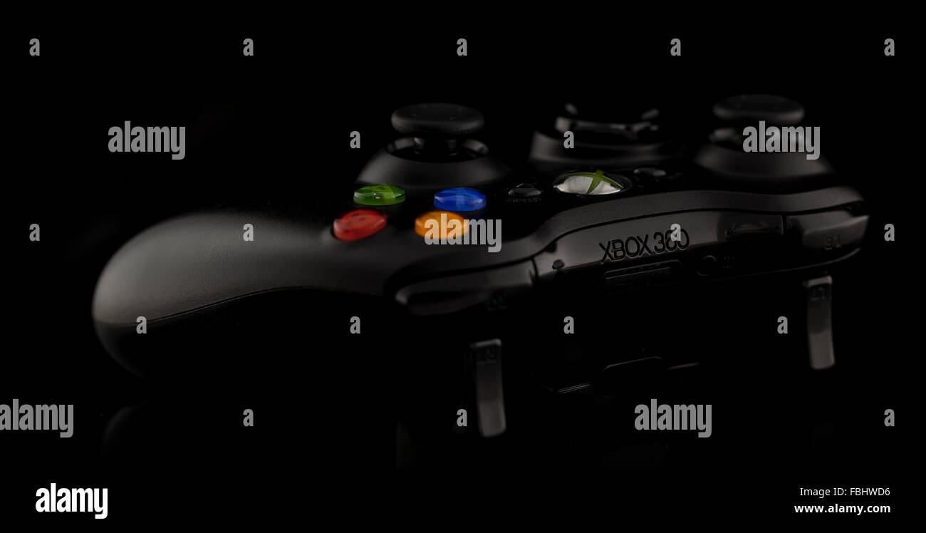 Microsoft XBox 360 Controller on a black background Stock Photo - Alamy