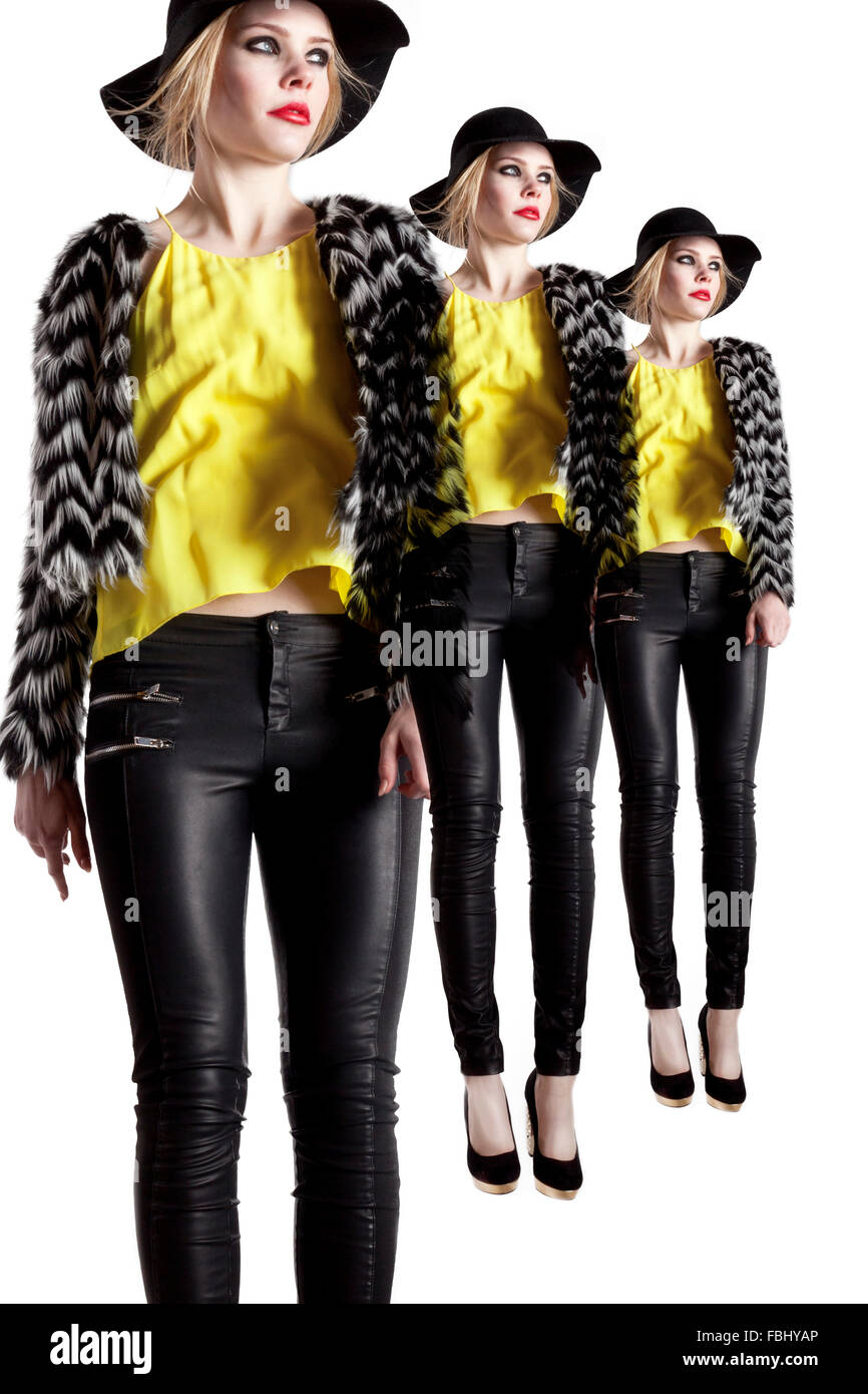 young woman presenting fashion Stock Photo Alamy