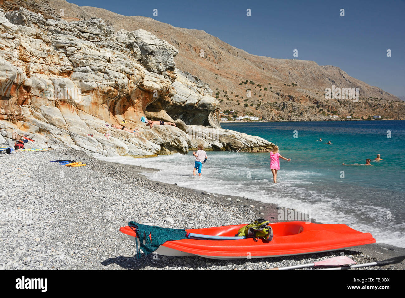 Crete, Finika bay with Marmara beach Stock Photo