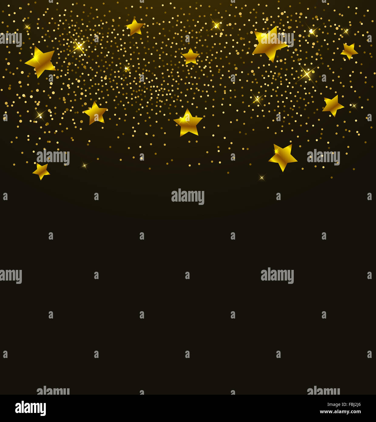 Abstract background with golden shining stars Stock Photo