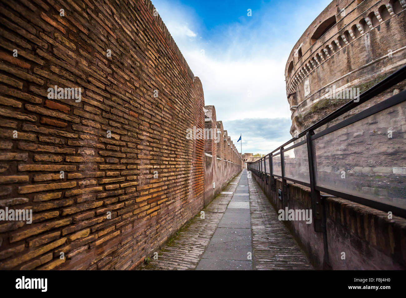 Tourism and sightseeing, view over famous sight of Rome, Italy. One of the passages Castle of the Holy Angel Stock Photo