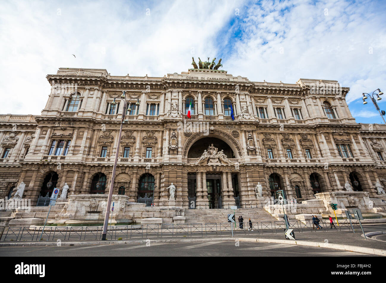 Tourism and sightseeing, general view over building facade of Palace of Justice, Supreme Court of Cassation, Rome, Italy Stock Photo