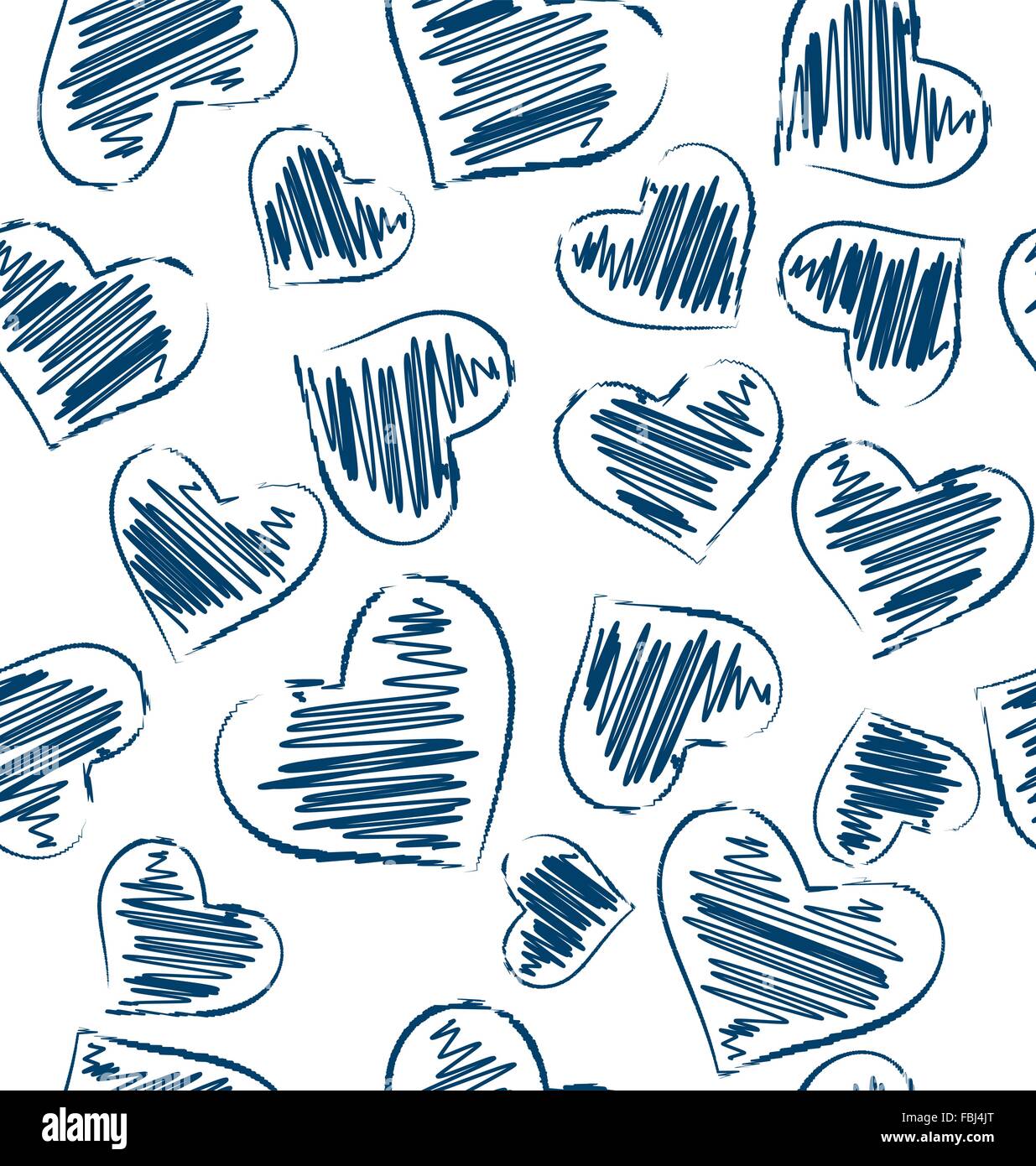Seamless pattern of hand-drawn hearts isolated on white Stock Vector ...