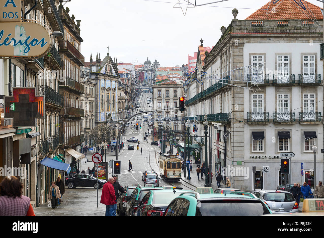 Tram in the street of Porto City, Portugal, Europe Stock Photo