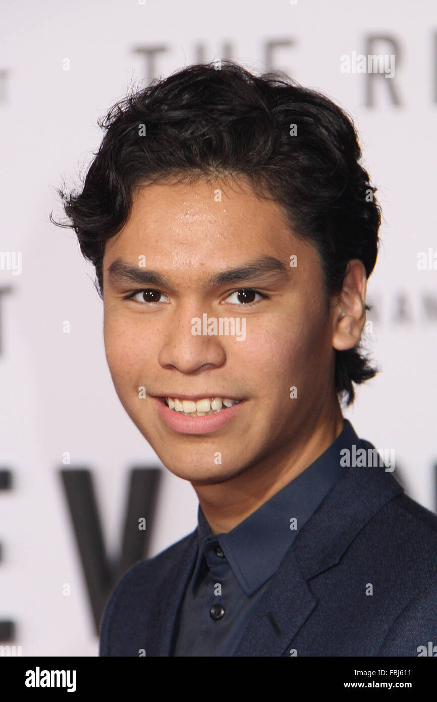 Premiere of 20th Century Fox and Regency Enterprises' 'The Revenant' held at TCL Chinese Theatre - Arrivals  Featuring: Forrest Goodluck Where: Los Angeles, California, United States When: 16 Dec 2015 Stock Photo