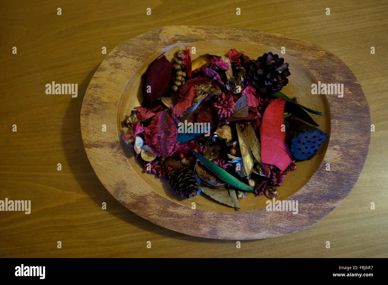 beechwood bowl with display of potpourri pictured in the city of