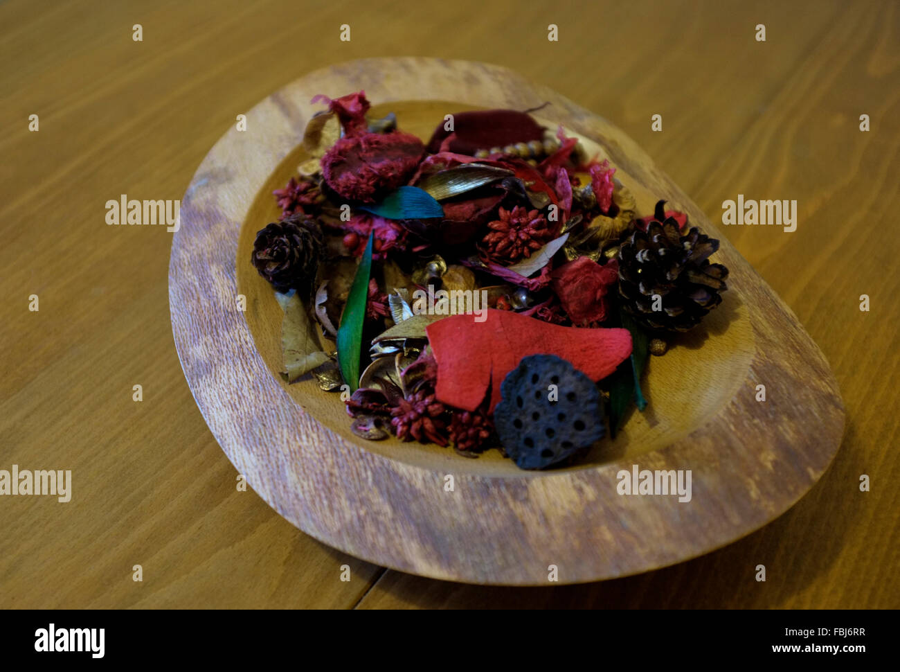 beechwood bowl with display of potpourri pictured in the city of