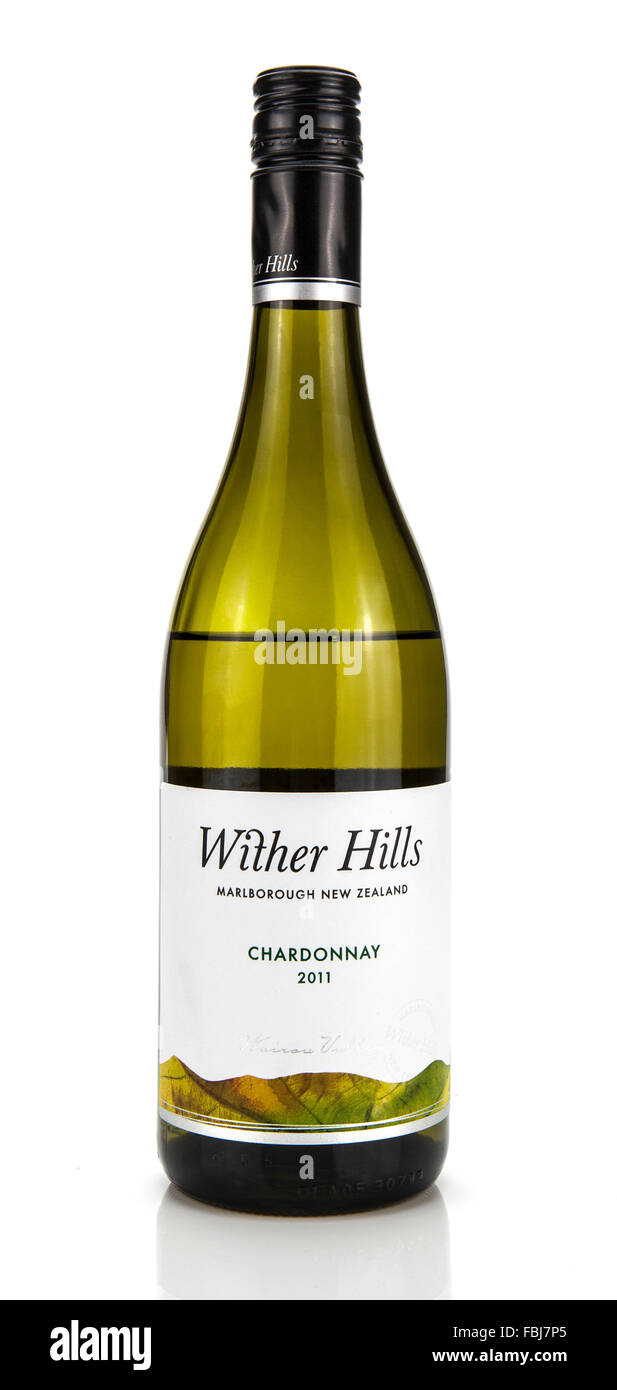 Wither Hills Chardonnay, Wither Hills is relatively young having been established in 1994 Stock Photo
