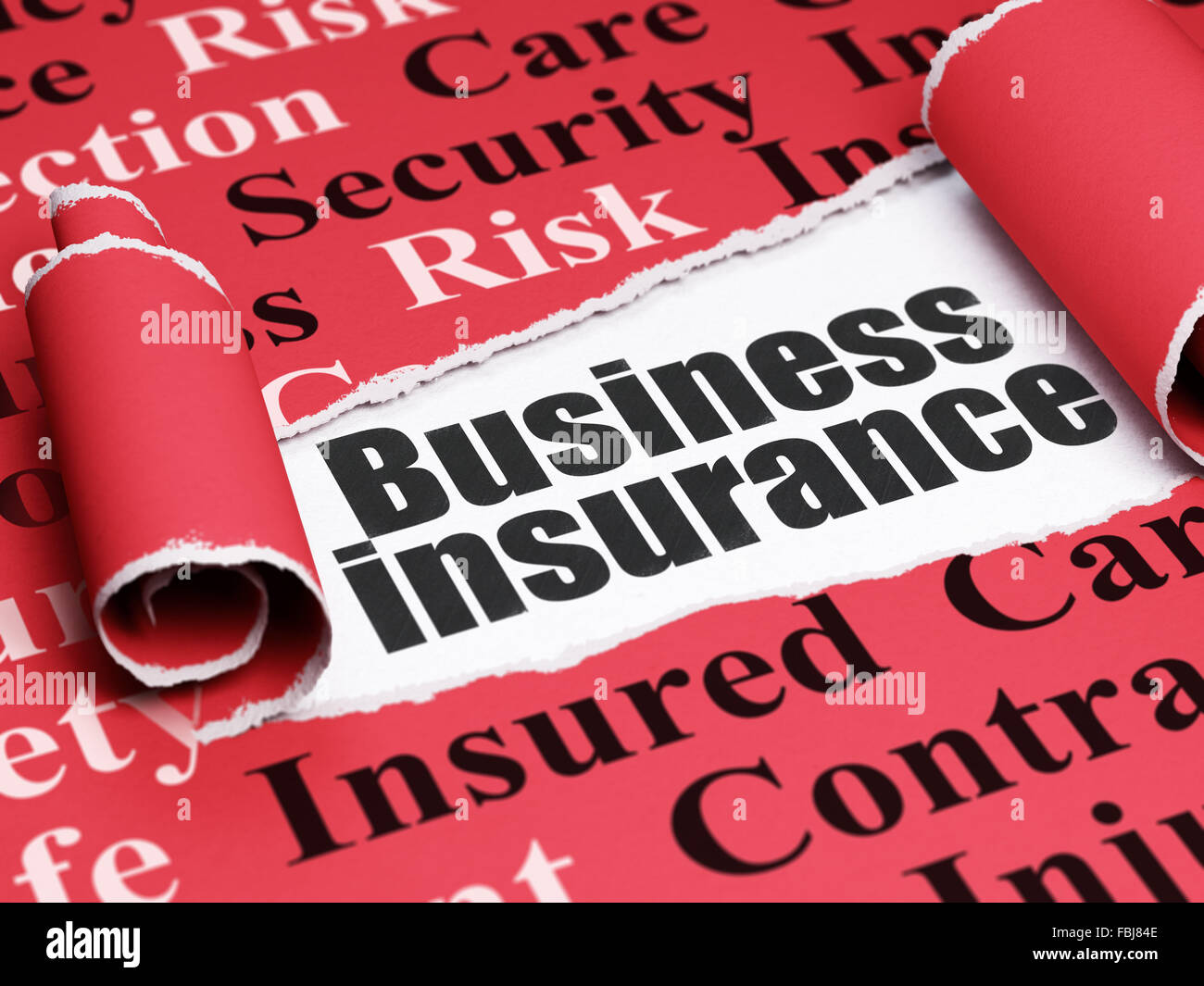 Insurance concept: black text Business Insurance under the piece of  torn paper Stock Photo