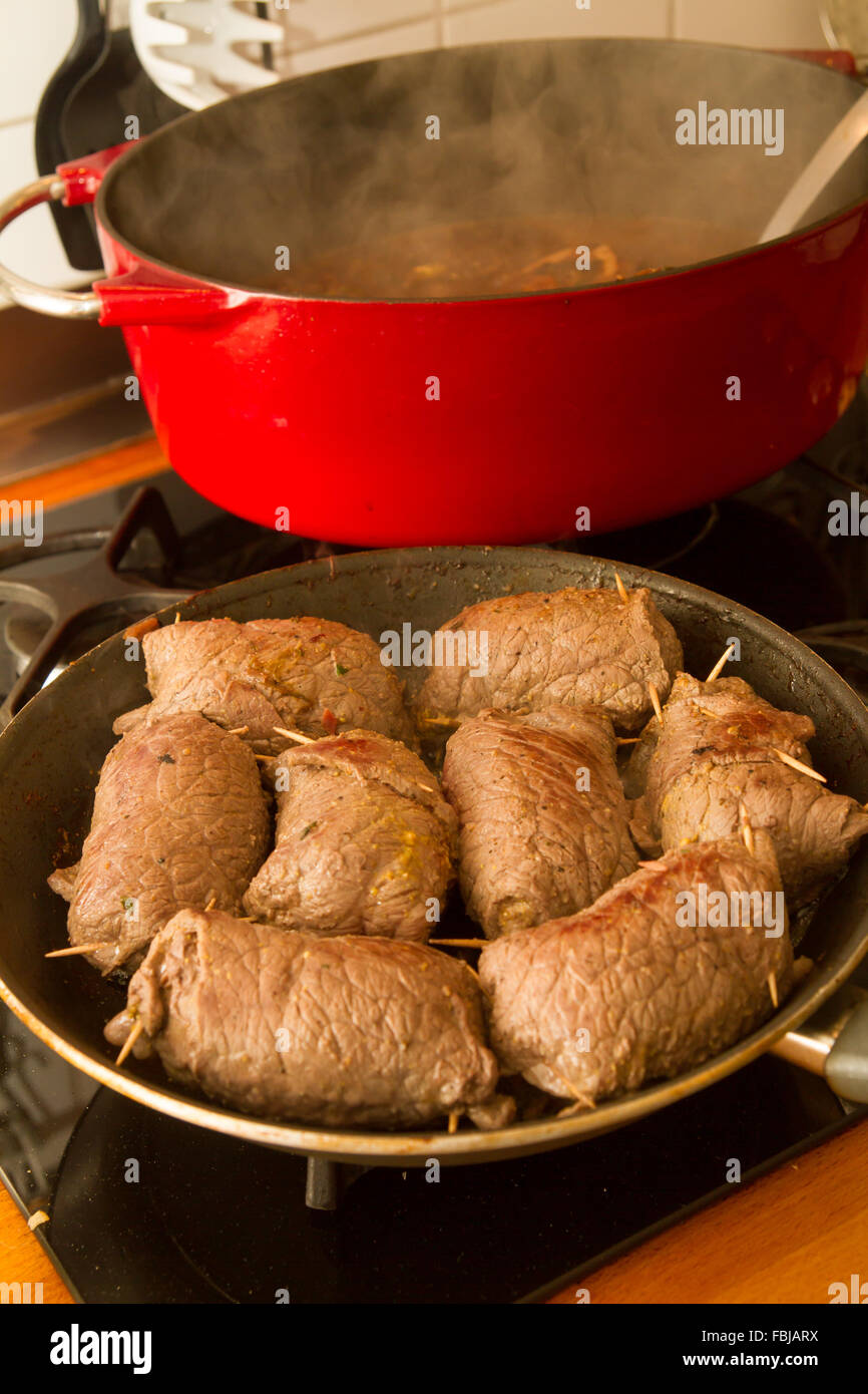 Rouladen in a roasting dish Stock Photo Alamy