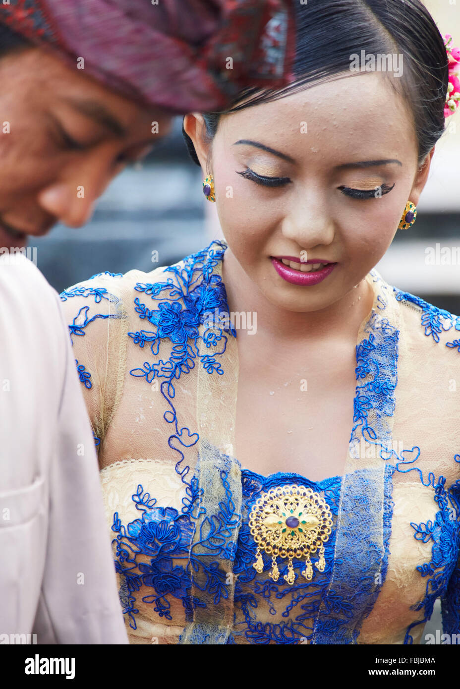 Young bride and groom, Native, reportage, traditional wedding, Bali, Indonesia, Asia Stock Photo