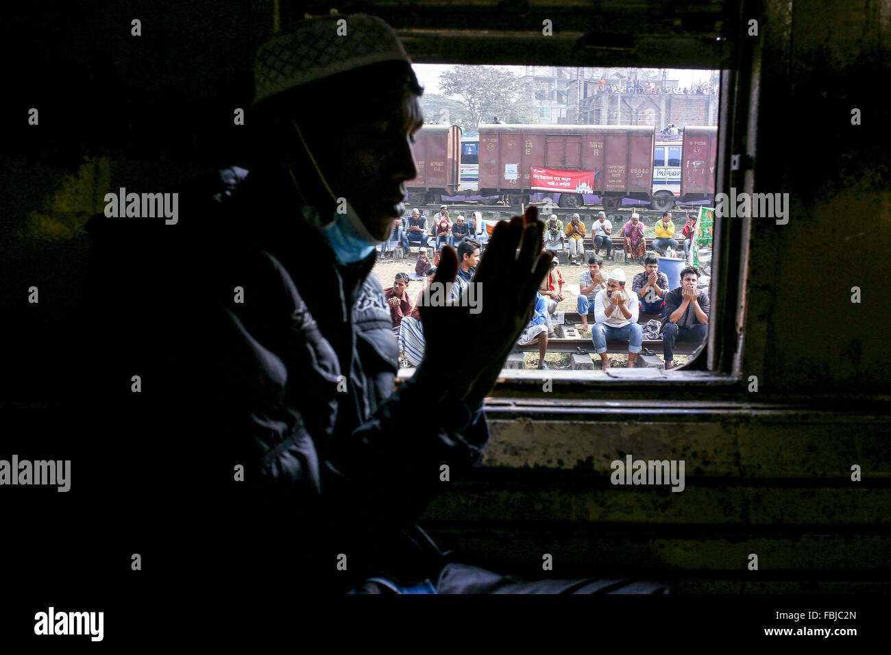 Jan. 17, 2016 - Gazipur, Bangladesh - Muslim devotees gathered in Bishwa Istema at Tongi, Gazipur for the last day of second phase of the event which is the second largest muslim congregation after Hajj. (Credit Image: © Mohammad Ponir Hossain via ZUMA Wire) Stock Photo