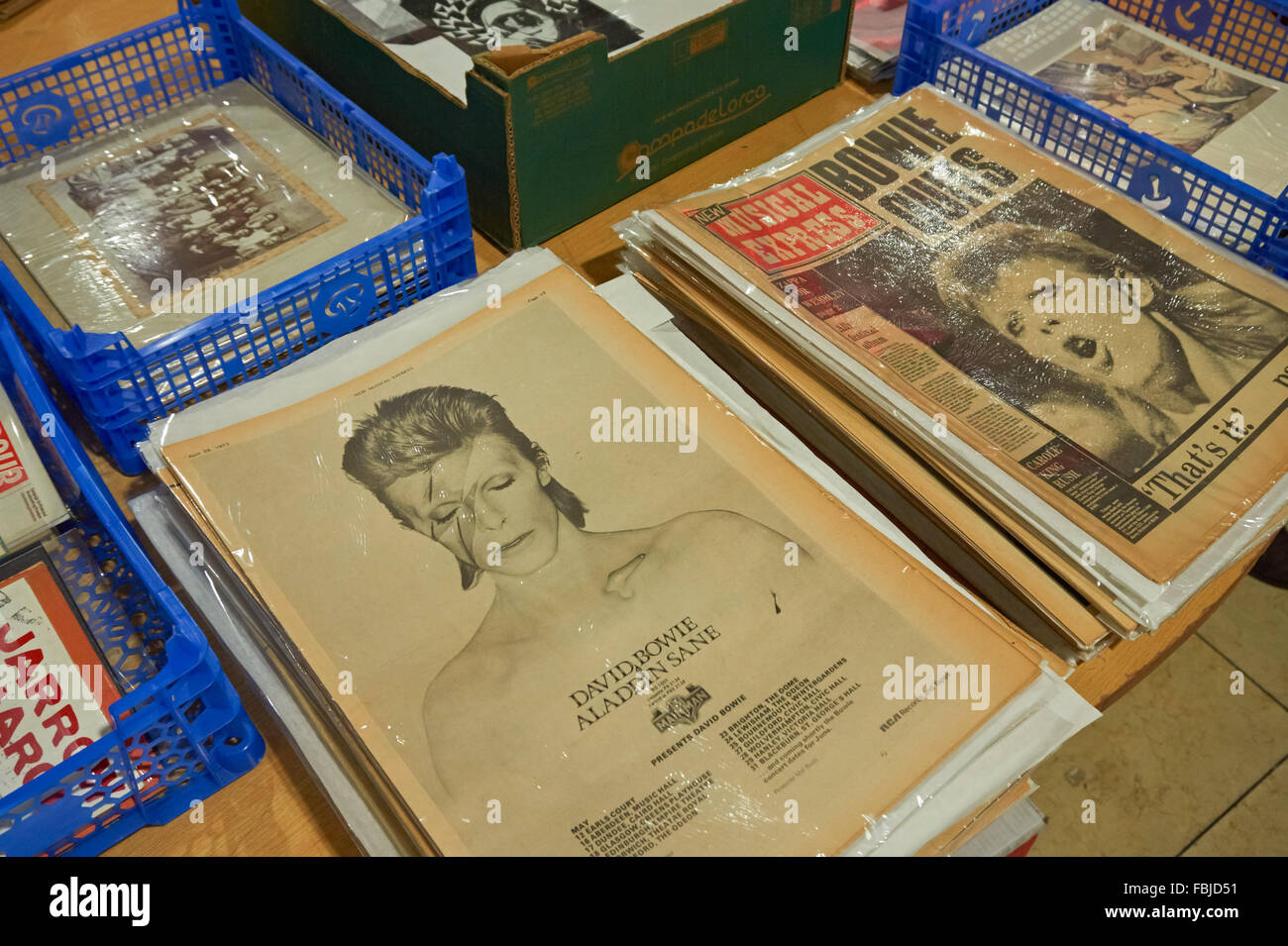 David Bowie memorabilia at Old Dalston Market, London England United Kingdom UK Stock Photo