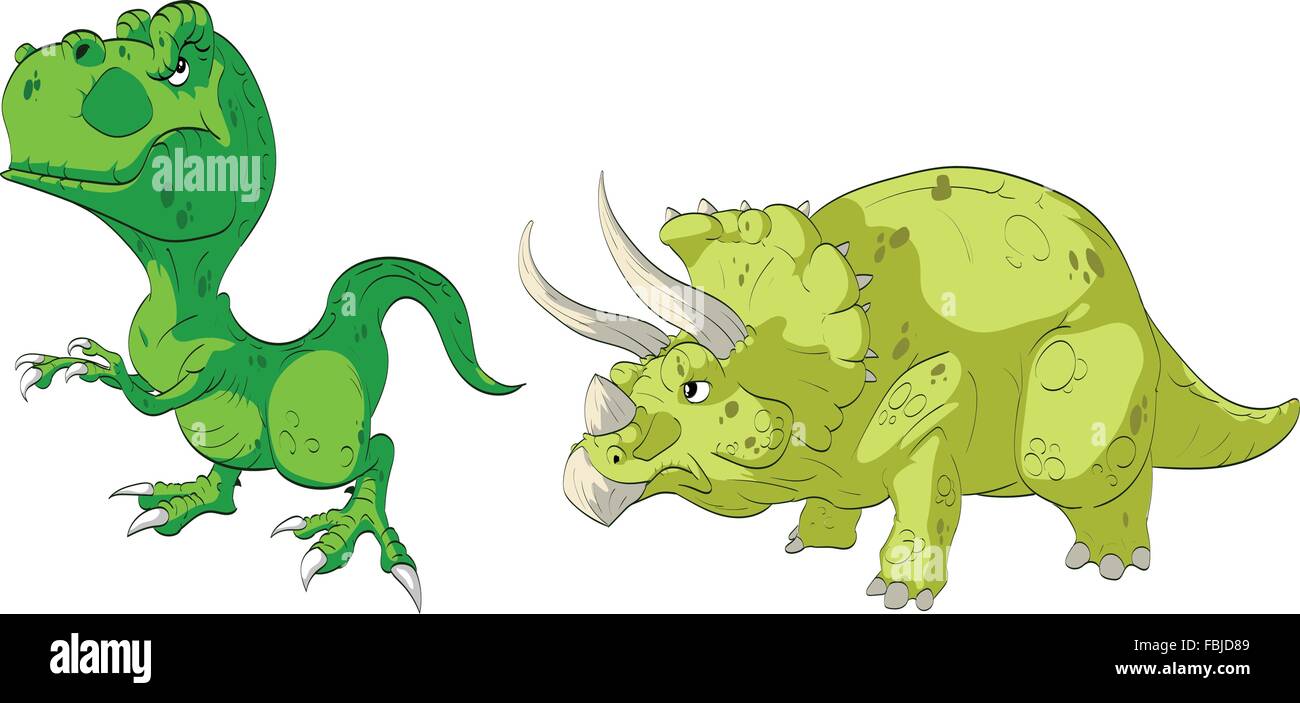 T-Rex and Triceratops cartoon illustrations Stock Vector Image & Art - Alamy