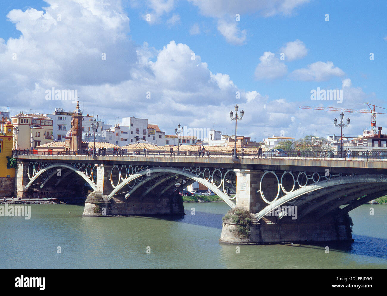 Triana bridge over river Guadalquivir. Sevilla, Spain. Stock Photo