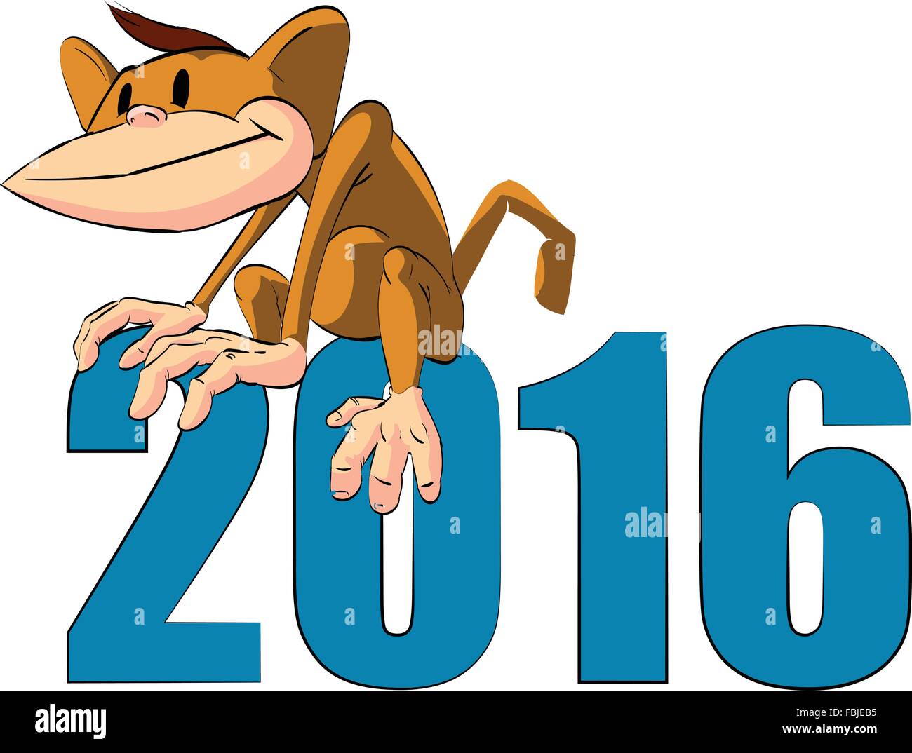 Vector illustration of a monkey sitting on a 2016 sign Stock Vector ...