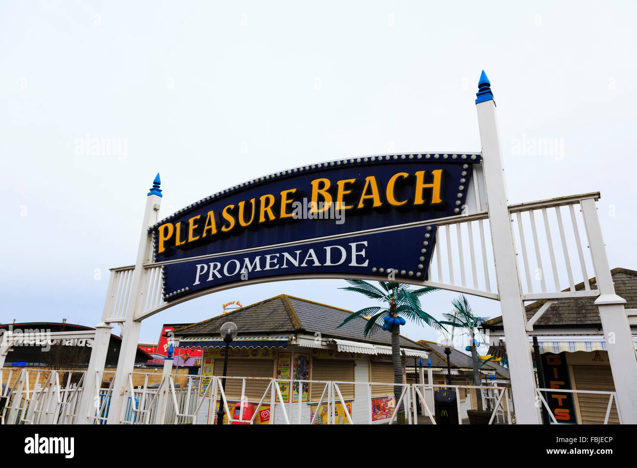 Pleasure Beach Promenade amusements, Skegness, Lincolnshire. Stock Photo