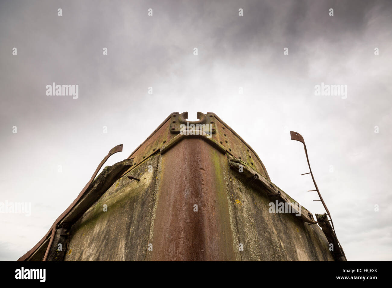 A concrete barge at the Purton Hulks Ships Graveyard at Purton