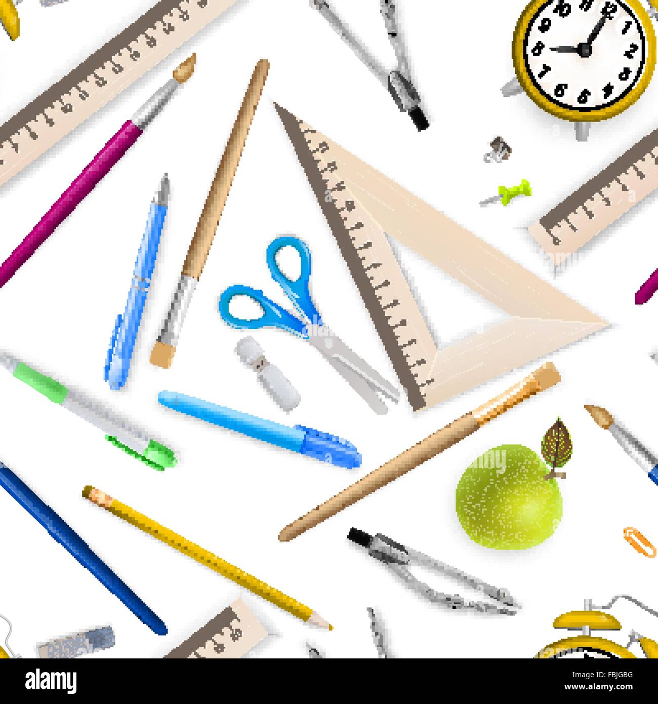 School supplies seamless pattern. EPS 10 Stock Vector Image & Art - Alamy