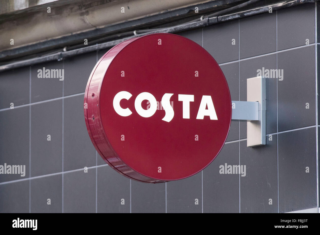 Costa Coffee shop sign logo branding Whitbread. Stock Photo
